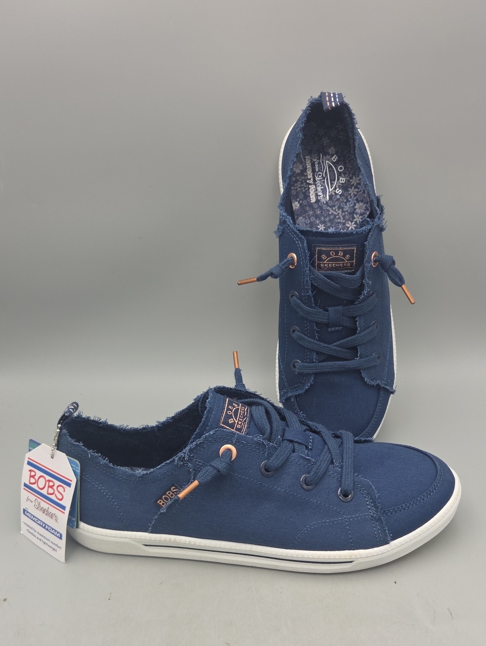 Skechers BOBS Blue Canvas Sneakers Women 10 Memory Foam  New